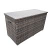 Direct Wicker Patio Brown Wicker Deck Box in Steel Frame with Storage Function