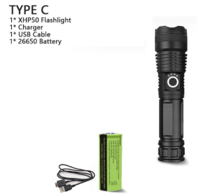 XHP70.2 Powerful Usb Led Flashlight (Option: P50+26650-UK)